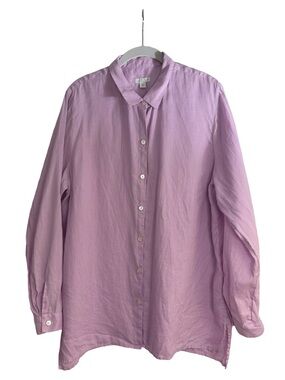 J Jill Lavender Linen Shirt -  Long Sleeve -XL